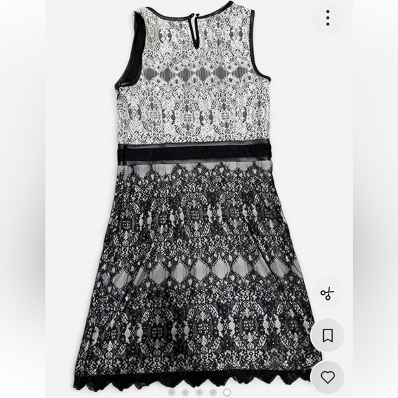 Kensie women’s 6 Black and White moody whimsygoth Lace cocktail holiday Dress - Picture 5 of 8